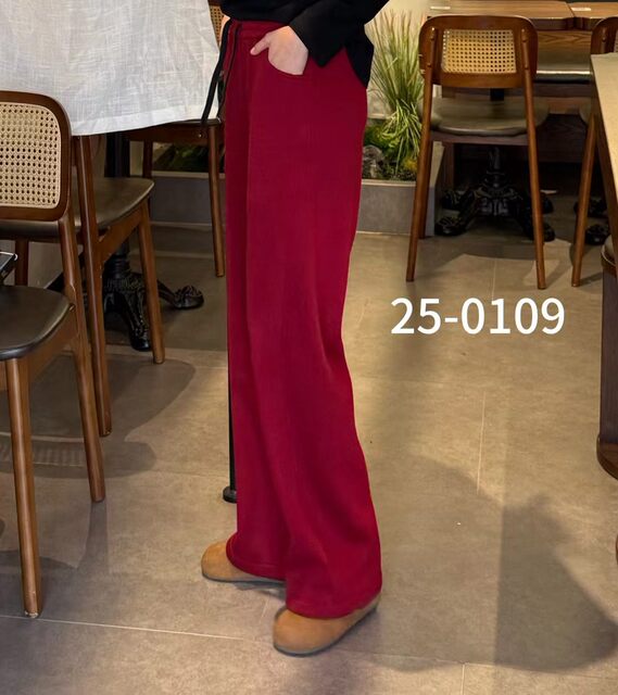 Ying Ming Qi Official Store Genuine Product 109 Models Plus Size Fashion Casual Loose Slimming Elastic Straight Pants with Fleece Lining