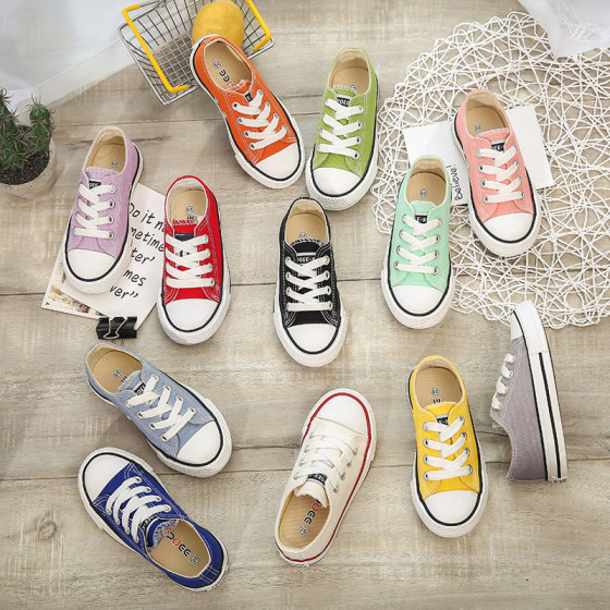 Children's canvas shoes 2023 spring and autumn Korean style boys and girls shoes low-top casual parent-child shoes mother-child mother-daughter sneakers