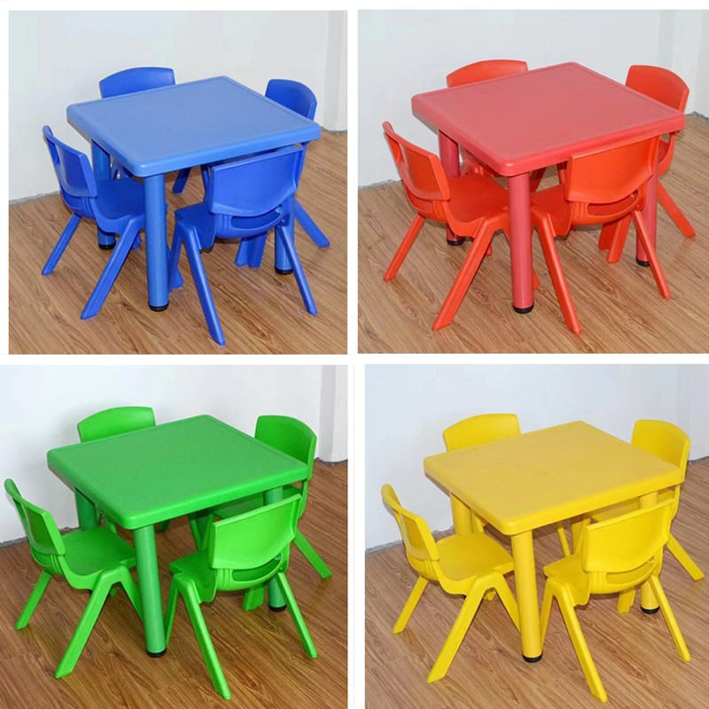 Kindergarten table baby children's home eating toys game learning small desk square plastic table and chairs