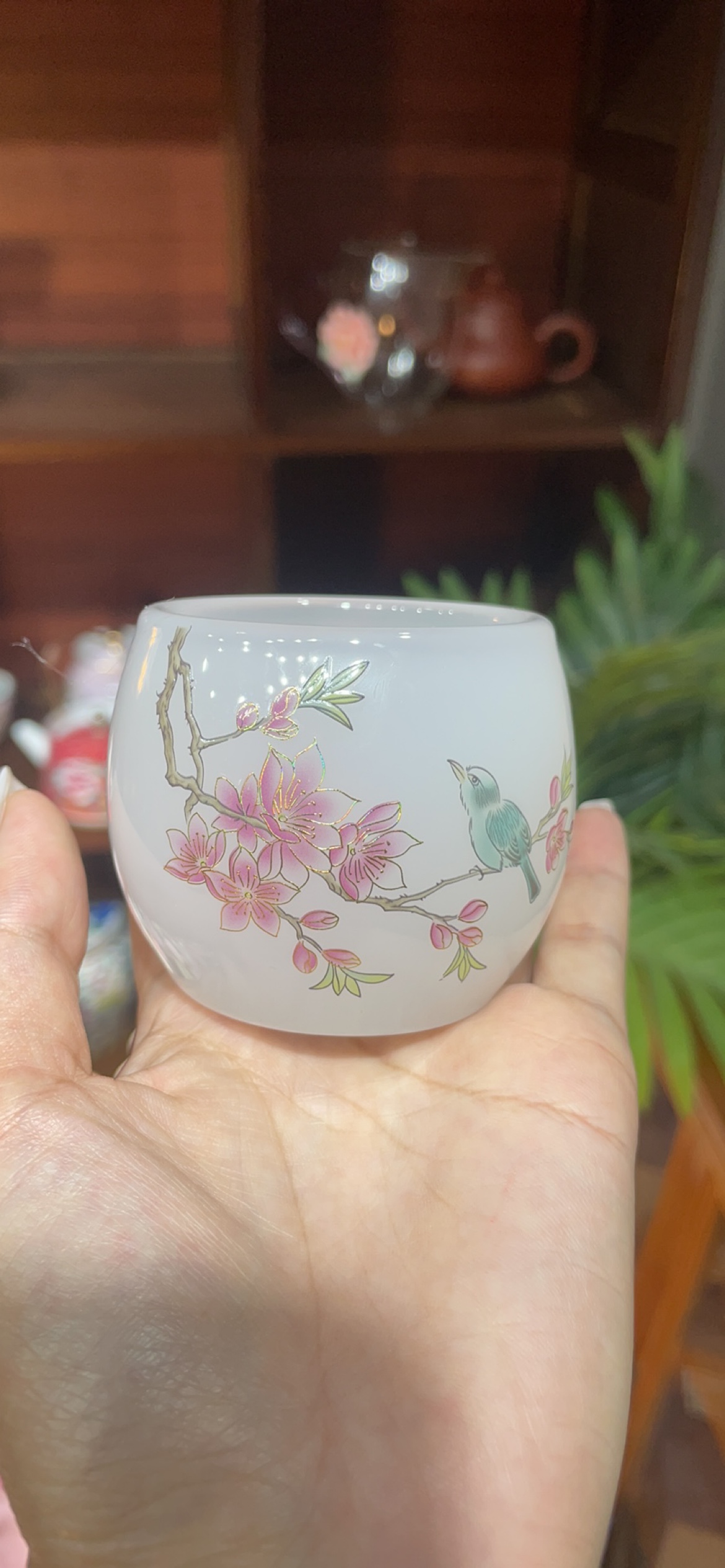 White jade glazed dragon egg owner's cup of joy raised eyebrows-Taobao