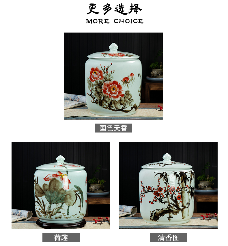 Jingdezhen ceramic barrel tank 20 jins 30 jins the loaded with cover seal storage tank moistureproof insect - resistant hand - made m barrels