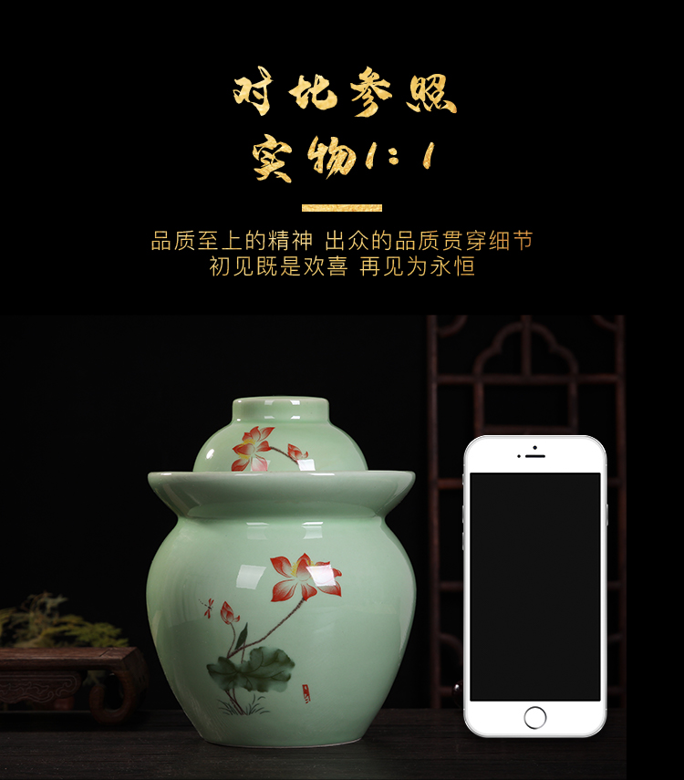 Jingdezhen ceramic pickle jar household small pickled pickles pickles multigrain storage tank sealing pickle jar