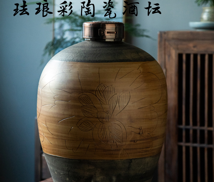 Jingdezhen ceramic jars seal save it 50 kg 20 jins 10 wine liquor GuanPing archaize home wine jars