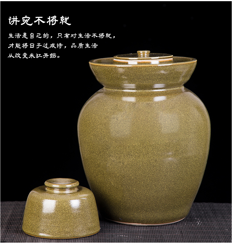 Ceramic double pickle jar lid seal pickled kimchi jar salty duck egg storage jar domestic large - sized pickle jar