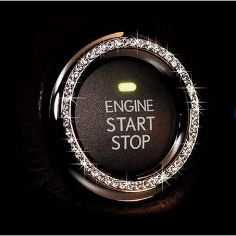 Drilling car one-click to start decorative water drill ring female modified car car key start decoration ring ring fire ring