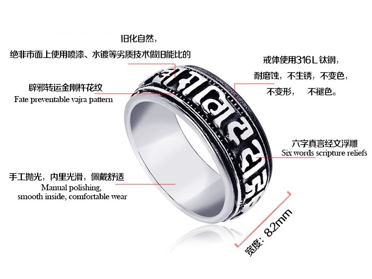 Bague homme ROCK PUNK en Acier au titane - Ref 3089603 Image 26