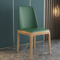  Nordic solid wood dining chair Household light luxury modern small apartment chair soft surface backrest Simple hotel living room net red chair