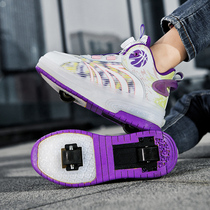 Heelys Shoes Girls Autumn 2024 New Automatic Two-Wheeled Childrens Flying Shoes Shrinkable Boys Roller Skating Sports Shoes