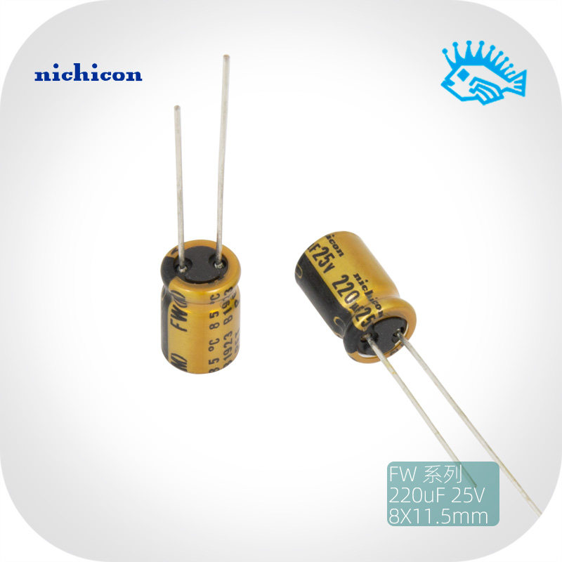 220uF 25V FW Series Nigecon Nichicon Gold Audio Electrolytic Filter Capacitor 8x11 5