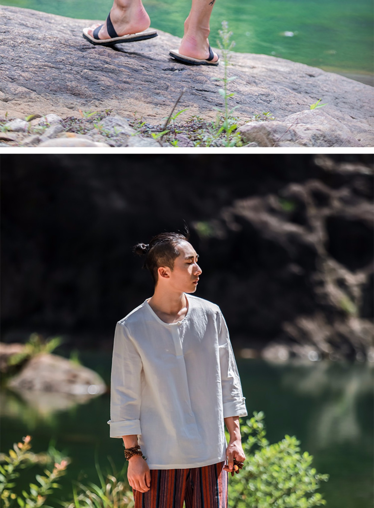 Phân chia phong cách Trung Quốc vải lanh cắt quần nam cotton cổ điển và quần harem vải lanh mùa hè rộng chân quần quần short gió quốc gia quần kaki nam