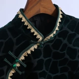 Демисезонное длинное ципао, бархатное платье с рукавами, 2020 года, китайский стиль