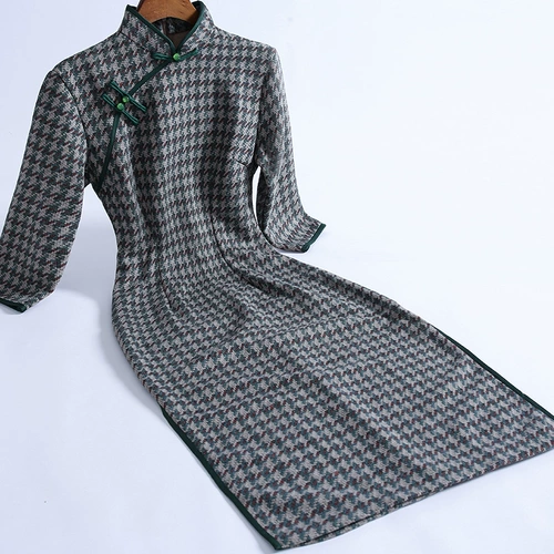 Ципао, демисезонное ретро винтажное платье, приталенный комплект, 2020 года, с рукавом