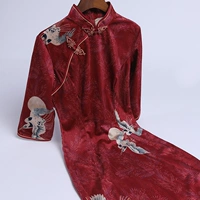 Бархатное ципао, демисезонное вечернее платье для матери, китайский стиль