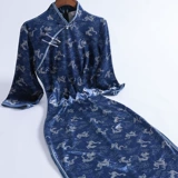 Бархатное демисезонное ципао, элегантное ретро платье, 2020 года, китайский стиль, длина миди