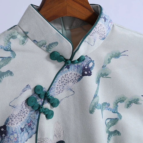 Демисезонное ципао, длинное легкое бархатное платье, 2020 года, китайский стиль, светлый стиль