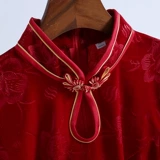 Красное демисезонное ципао, ретро длинное платье для невесты, 2020 года