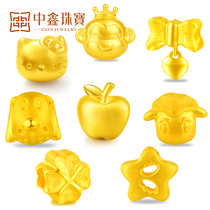 Gold transfer beads 3D hard gold bracelet Beaded accessories Gold spacer crown monkey cute cat Apple gold pan