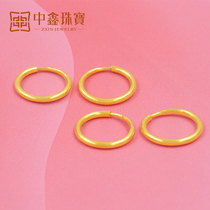 Zhongxin jewelry gold earrings womens classic simple small mini mother circle glossy 9999 full gold male ear ring