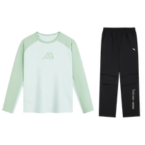 Anta Childrens Autumn Suit Boys Long Sleeve T-shirt Pants Two-piece Set 2024 New Girls Sports Quick-Drying Suit