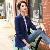 Casual plaid suit jacket female English style casual long sleeve suit 2021 autumn foreign style Net red top temperament