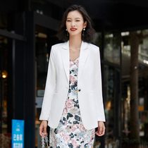 Acetic acid satin small blazer womens style spring and autumn 2021 New Korean version of high fashion temperament suit top