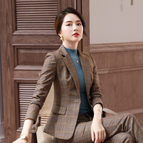2021 Spring and Autumn New Plaid professional suit suit suit Korean casual dress overalls fashion small suit jacket