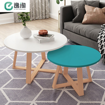 Nordic round coffee table simple modern creative Net red European style solid wood coffee table table light luxury small apartment living room household