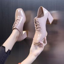 High heels children 2021 New Autumn Spring and Autumn Joker heels middle heel small leather shoes British style single shoes