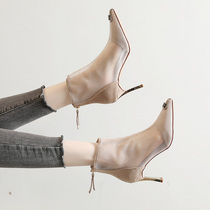 High heels children 2021 new autumn Joker thin heel pointed single shoes Martin short boots hollow mesh cool boots