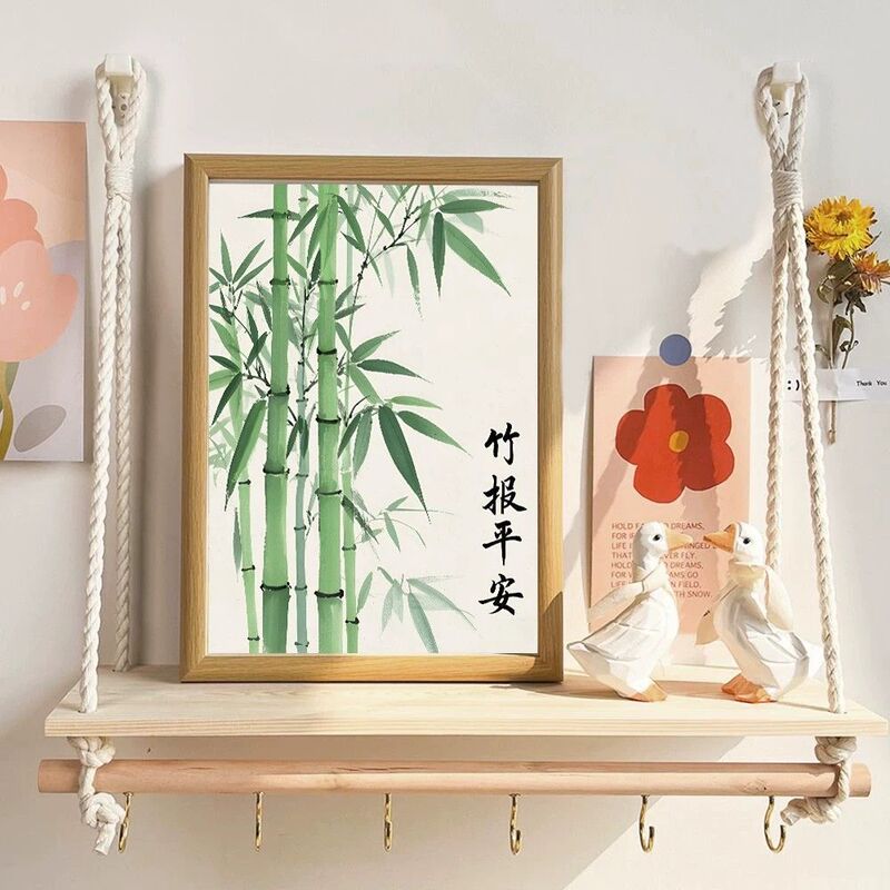 Bamboo Brings Peace Desktop Decoration Painting, New Chinese Style Bamboo Frame Painting for Study, Tea Room, Office, Can Be Hung on the Wall
