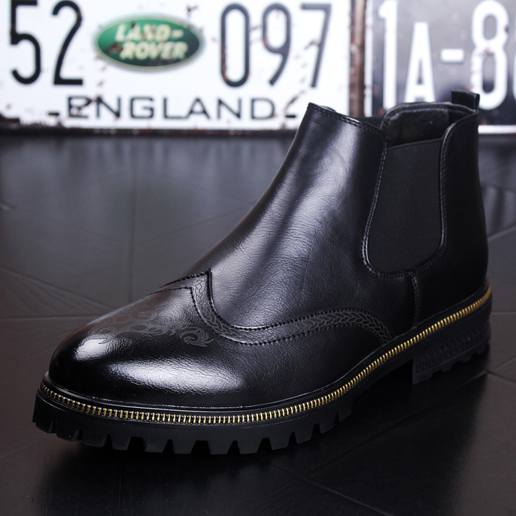 Giày cao cổ nam khắc giày boot boot da giày Anh mùa thu và mùa đông Martin ủng nam xu hướng giày Chelsea giày sneaker nam chính hãng