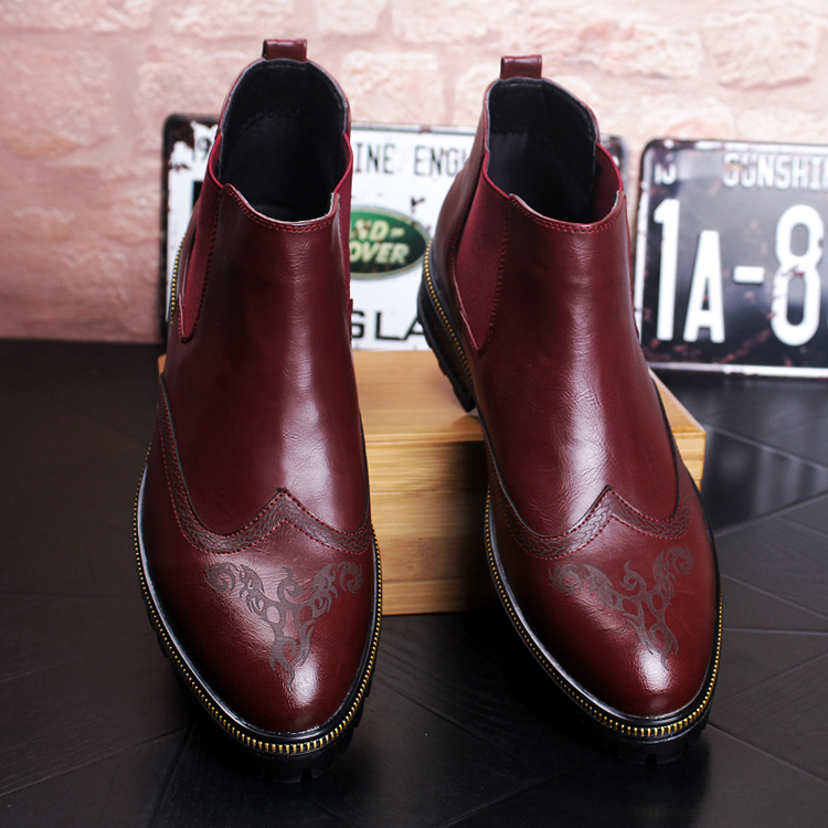 Giày cao cổ nam khắc giày boot boot da giày Anh mùa thu và mùa đông Martin ủng nam xu hướng giày Chelsea giày sneaker nam chính hãng