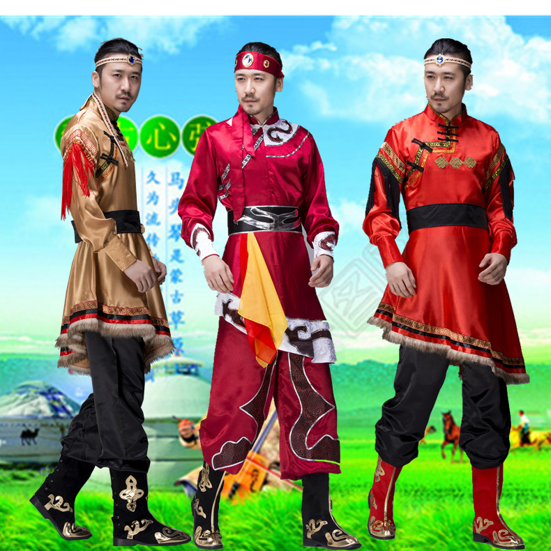 Mongolian dance performance to serve men's Mongolian gown performance suit prairie singers folk dance costumes Tibetan costumes