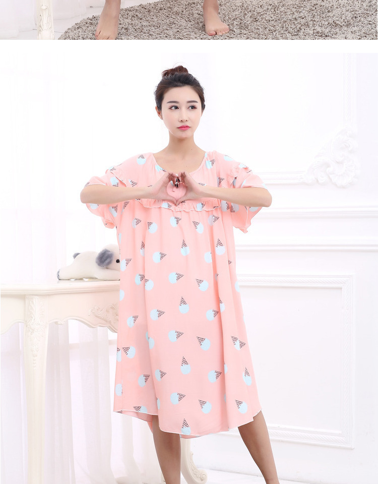 Mùa hè phụ nữ lỏng lẻo kích thước lớn ngắn- tay nightdress chất béo mm200 kg phụ nữ mang thai tăng chất béo bông bông nhà đồ ngủ