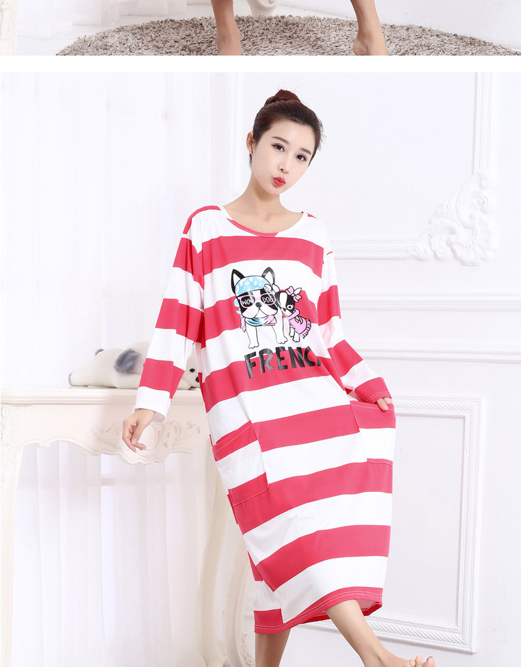 Phiên bản Hàn Quốc của bộ đồ ngủ dài tay rộng rãi chất béo mm200 kg nữ mùa hè dài cộng với phân bón để tăng váy ngủ mặc shop đồ lót 