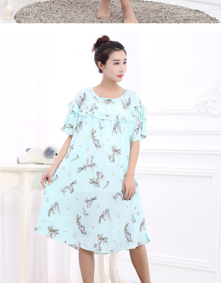 Mùa hè phụ nữ lỏng lẻo kích thước lớn ngắn- tay nightdress chất béo mm200 kg phụ nữ mang thai tăng chất béo bông bông nhà đồ ngủ