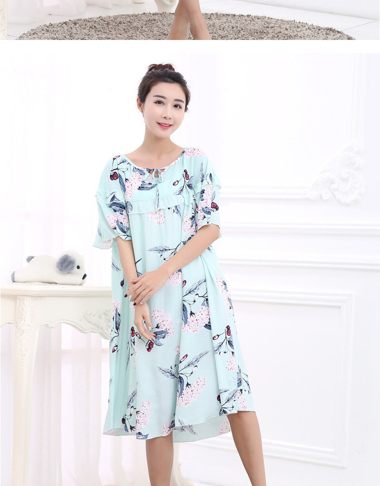 Mùa hè phụ nữ lỏng lẻo kích thước lớn ngắn- tay nightdress chất béo mm200 kg phụ nữ mang thai tăng chất béo bông bông nhà đồ ngủ