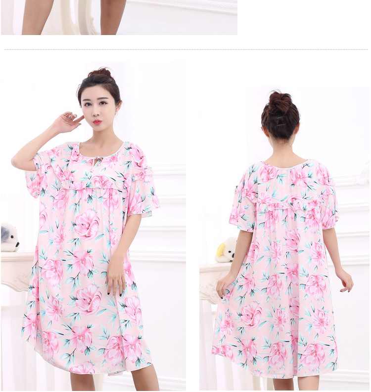 Mùa hè phụ nữ lỏng lẻo kích thước lớn ngắn- tay nightdress chất béo mm200 kg phụ nữ mang thai tăng chất béo bông bông nhà đồ ngủ