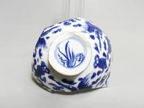 Ming Jiajing rare orchid blue stone model is very rare crane blue and white hair color beautiful back green ancient porcelain specimen