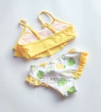 Свежий лимонный желтый купальник, регулируемые дизайнерские бретели, 5-14 лет