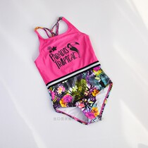 Export German girl 3-8 year old girls one-piece swimsuit color parrot offset pattern front and back lining