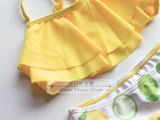 Свежий лимонный желтый купальник, регулируемые дизайнерские бретели, 5-14 лет