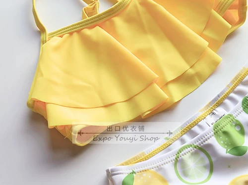 Свежий лимонный желтый купальник, регулируемые дизайнерские бретели, 5-14 лет