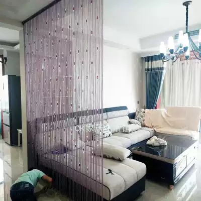 Atmospheric crystal beads bold line curtain Partition door curtain decorative hanging curtain Entrance window background can be encrypted curtain wedding