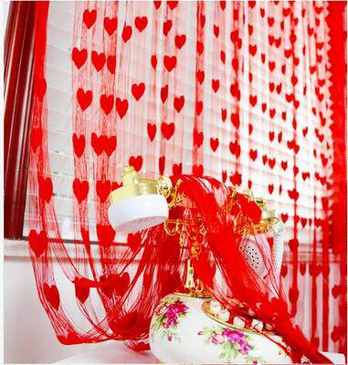 Korean love line curtain encrypted wedding room door curtain partition Romantic hanging curtain Entrance partition Living room decoration curtain