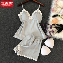 Sleepwear woman Summer suit Short sleeves Two sets Japanese version Loose Casual Silk Sexy Ice Silk Thin family clothes