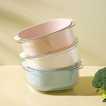 Net Reddish Wash Basin Leash Basket Kitchen Double Layer Thickened Wash Vegetable Basket Wash Fruit Theiner Naughty dish Fruit Dish Resistant