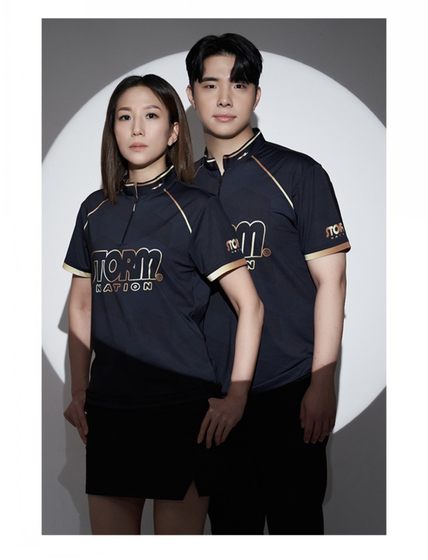 Korean purchasing agent 2024 storm authentic bowling stand collar T-shirt sportswear quick-drying fabric ST-BD-06