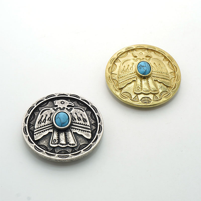 純真鍮製インディアンサンダーバードバックル、タカハシバックル、DIYターコイズバッグおよび革製品アクセサリー装飾バックル