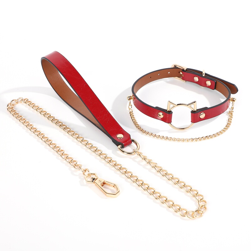 Puppy Cat Head Chain Collar Female Leather Choker Red Canary Dog Leash Neck Strap Male m Set Puppy Cat Head Chain Collar Female Leather Choker Red Canary Dog Leash Neck Strap Male m Set